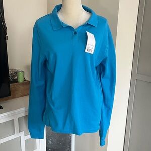 Bright Turquoise Long Sleeve Polo